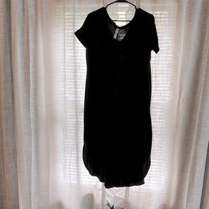 Black oversized midi dress with pockets
